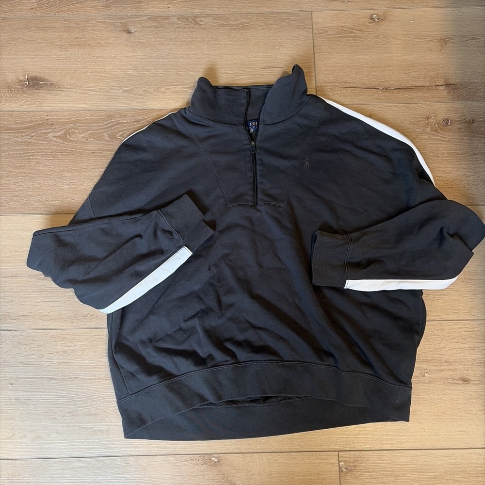Polo‎ Ralph Lauren Womens Pullover Heather Black 1/4 Zip  Sweatshirt Black XXL